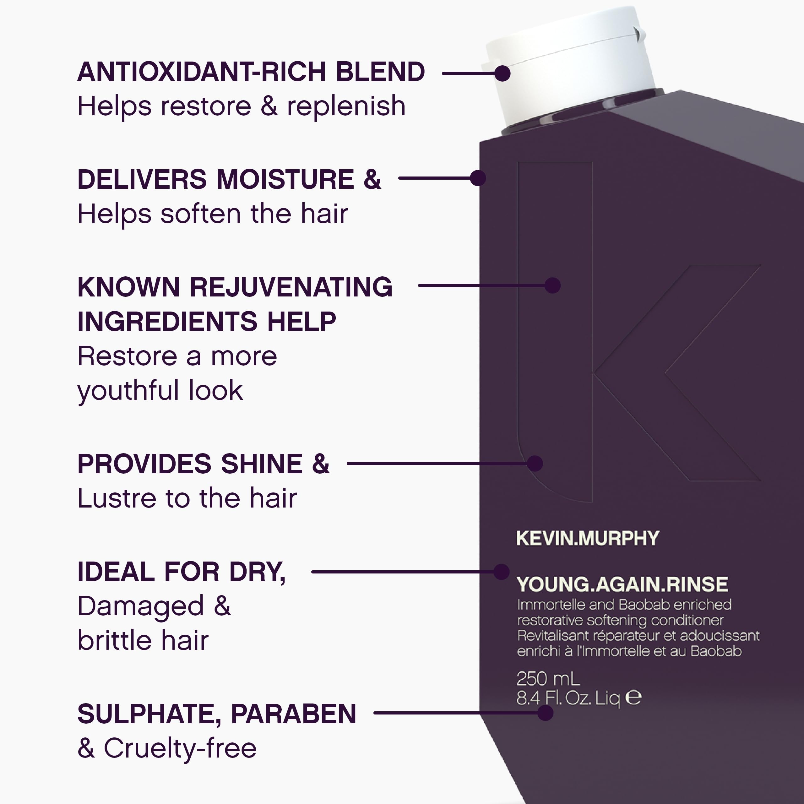 KEVIN.MURPHY YOUNG.AGAIN.RINSE – Moisturising Anti-Ageing Conditioner for Ageing Hair (Pack of 2)