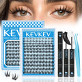 KevKev Fairy Lash Clusters Kit – Manga Lash Extensions with Invisible Band, Bond & Seal, Tweezers
