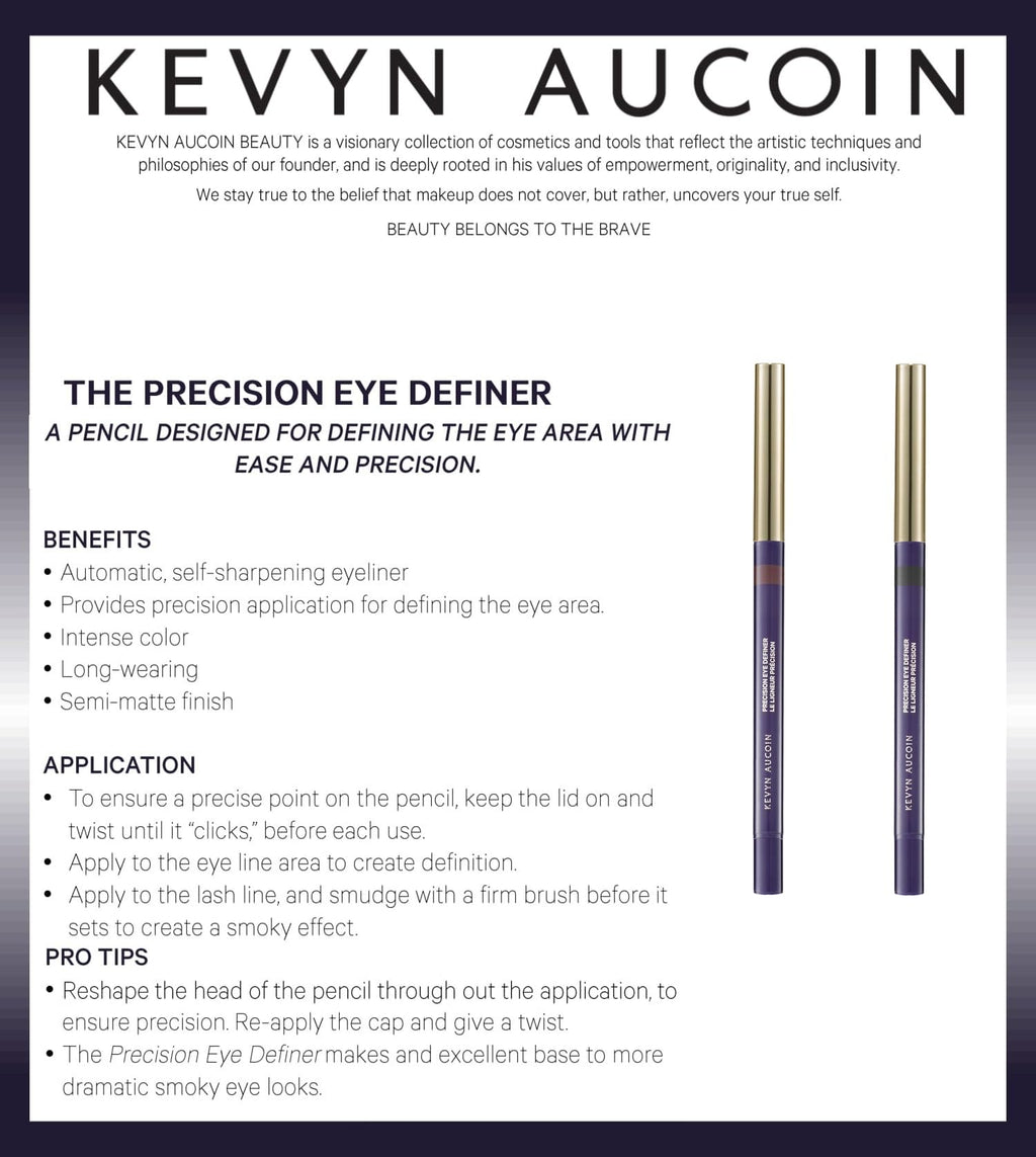 Kevyn Aucoin Precision Eye Definer + Brush, Black Kohl Eyeliner Pencil – 12-Hour, Smudge-Free