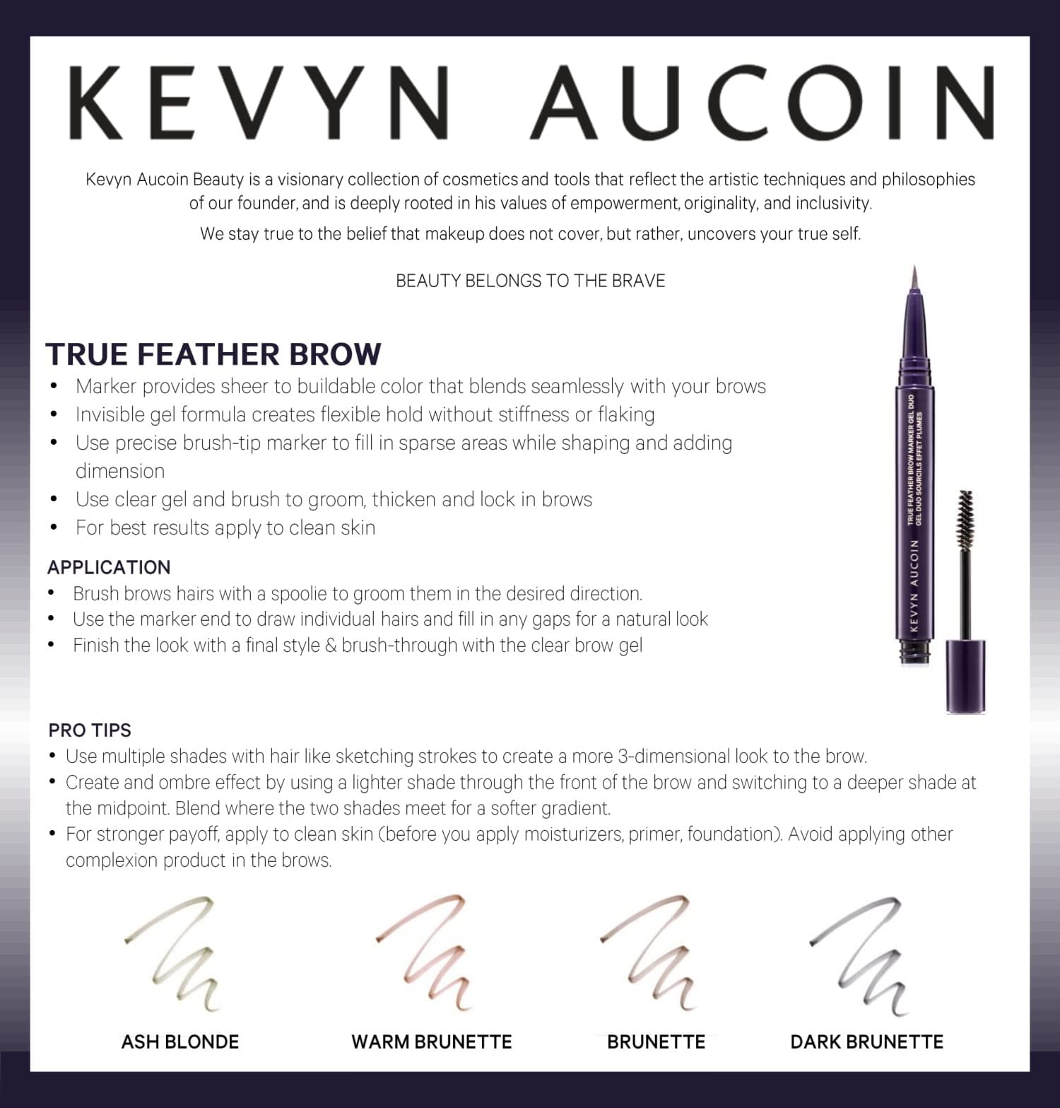 Kevyn Aucoin True Feather Brow Marker Gel Duo – Ash Blonde | Dual-Ended Brow Marker + Gel for Natural Definition