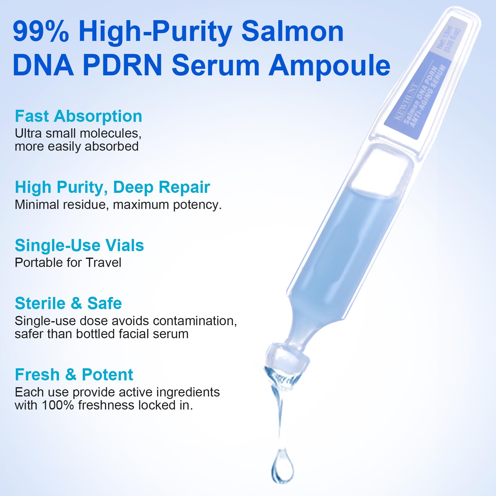 Kewhunt Salmon DNA PDRN Anti-Aging Serum – 10,000ppm PDRN, 3,000ppm Collagen, Peptides & Niacinamide