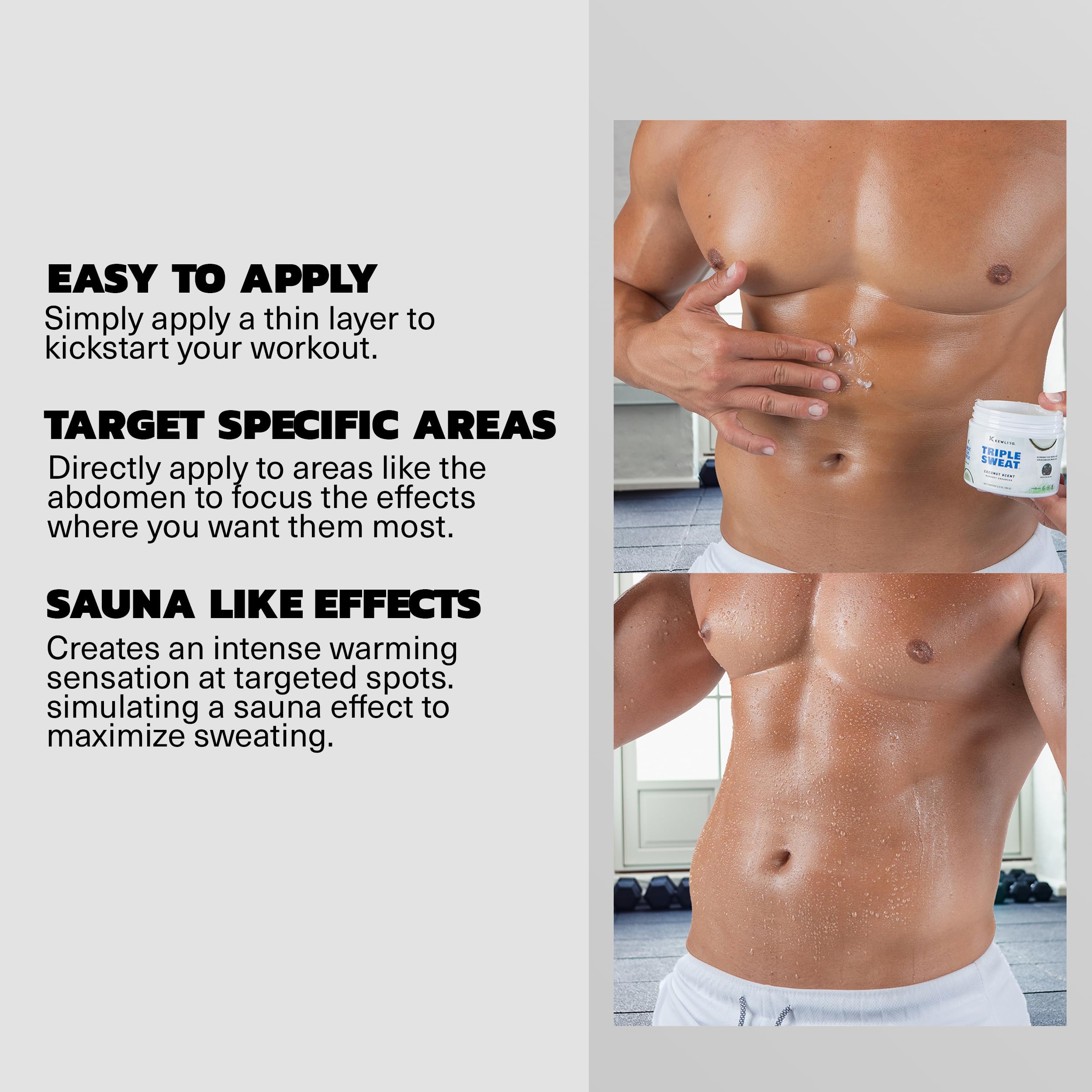 Kewlioo Triple Sweat Cream – Coconut | Heat-Activated Workout Gel