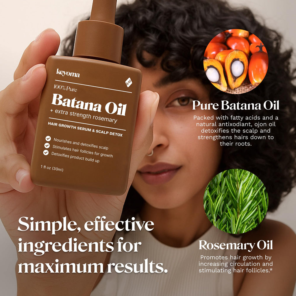 Keyoma Batana Oil with Rosemary – Hair Growth Support, Organic Honduras Batana Oil (30 mL)