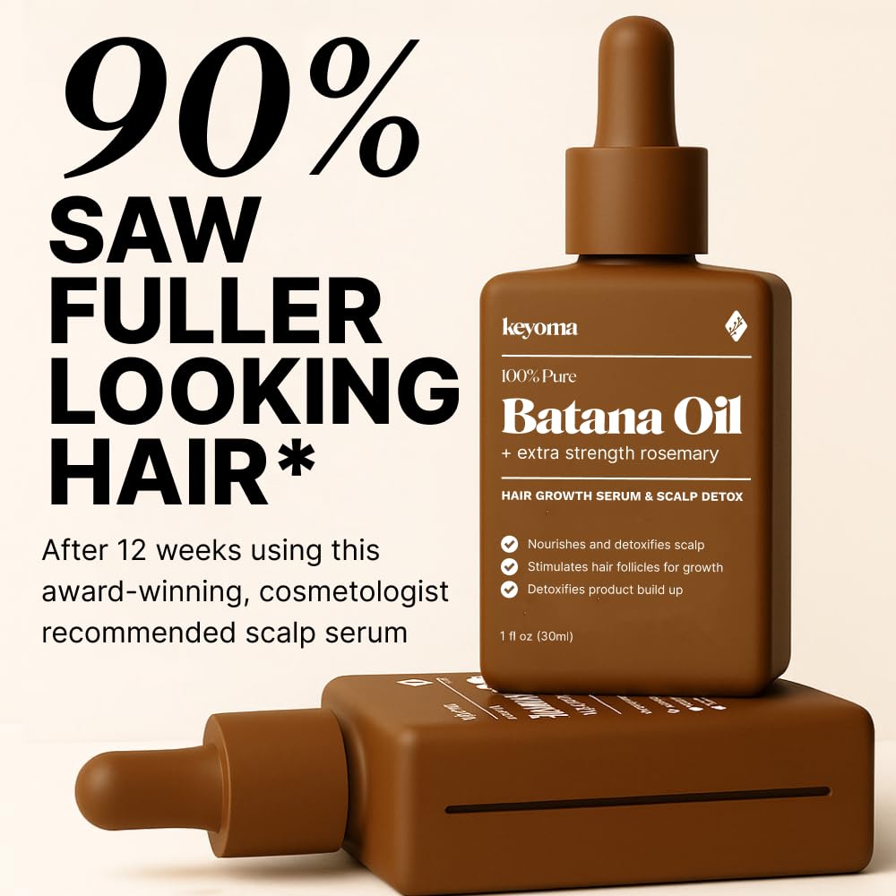 Keyoma Batana Oil with Rosemary – Hair Growth Support, Organic Honduras Batana Oil (30 mL)