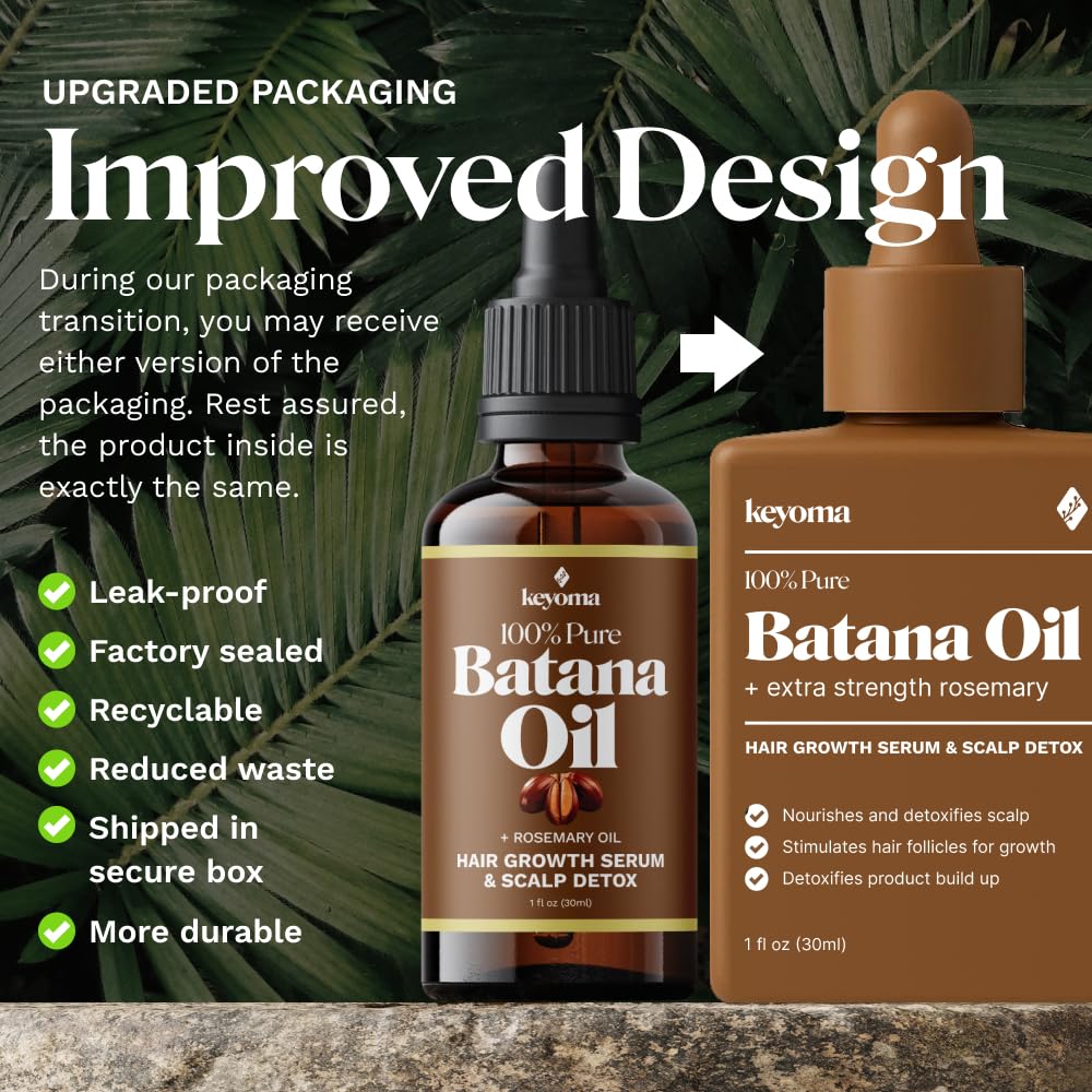 Keyoma Batana Oil with Rosemary – Hair Growth Support, Organic Honduras Batana Oil (30 mL)