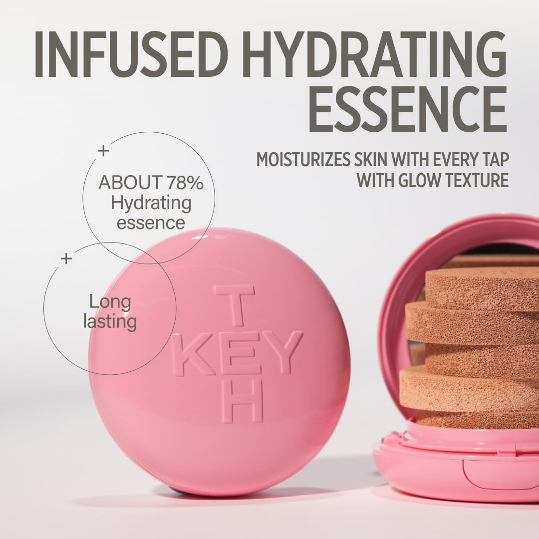 KEYTH Pink Magnet Cushion #02 Light Beige – Hydrating Korean Cushion Foundation with Magnetic Adherence & Dewy Radiance