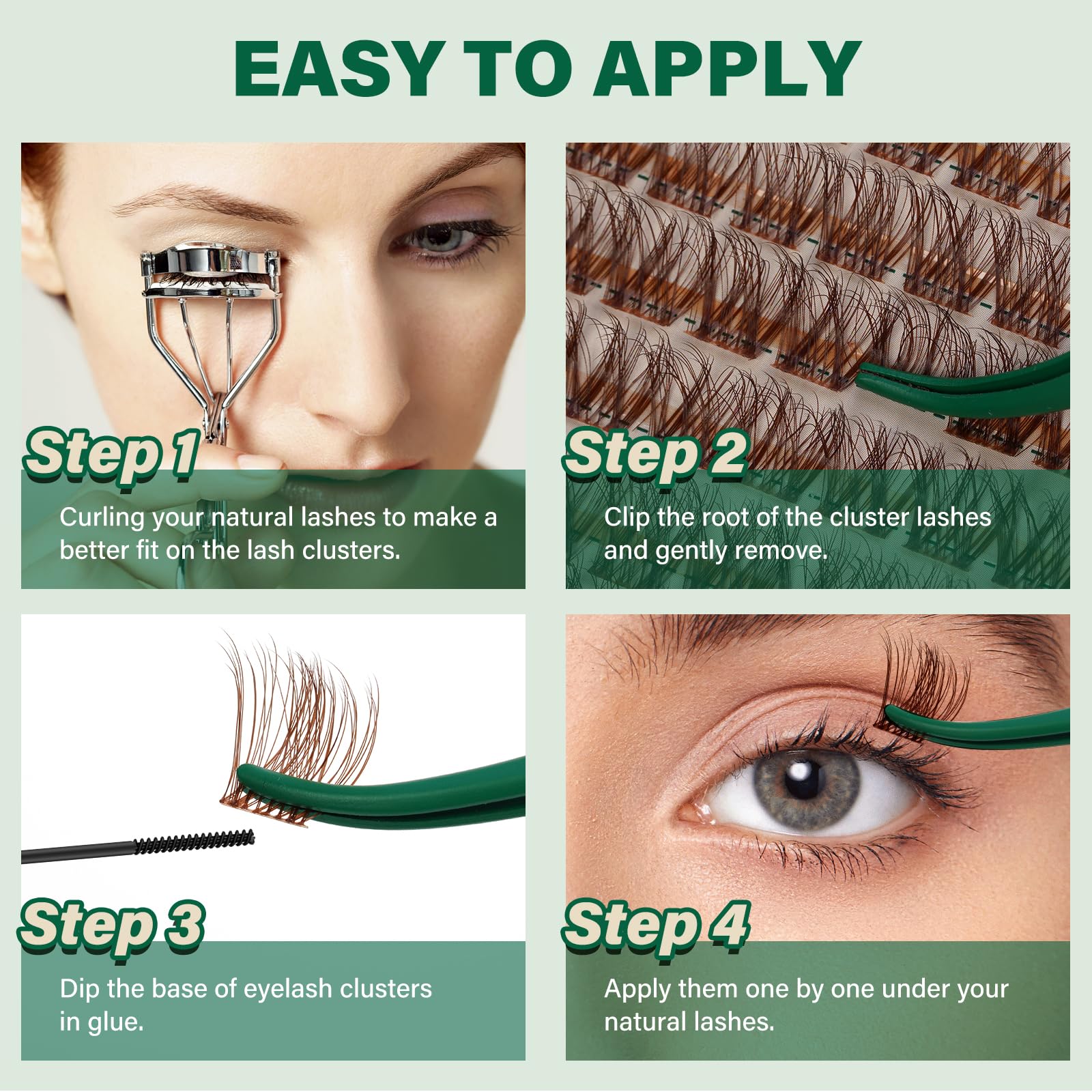 KEYYOU Brown Lash Clusters 144pcs — 8-18mm D Curl for Natural DIY Lash Extensions