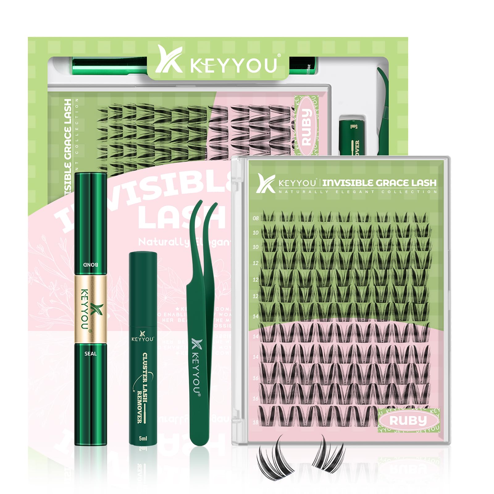 KEYYOU Bunny Lash Clusters Kit – Manga Lash Extension Kit, D Curl, 108Pcs, Waterproof DIY at Home