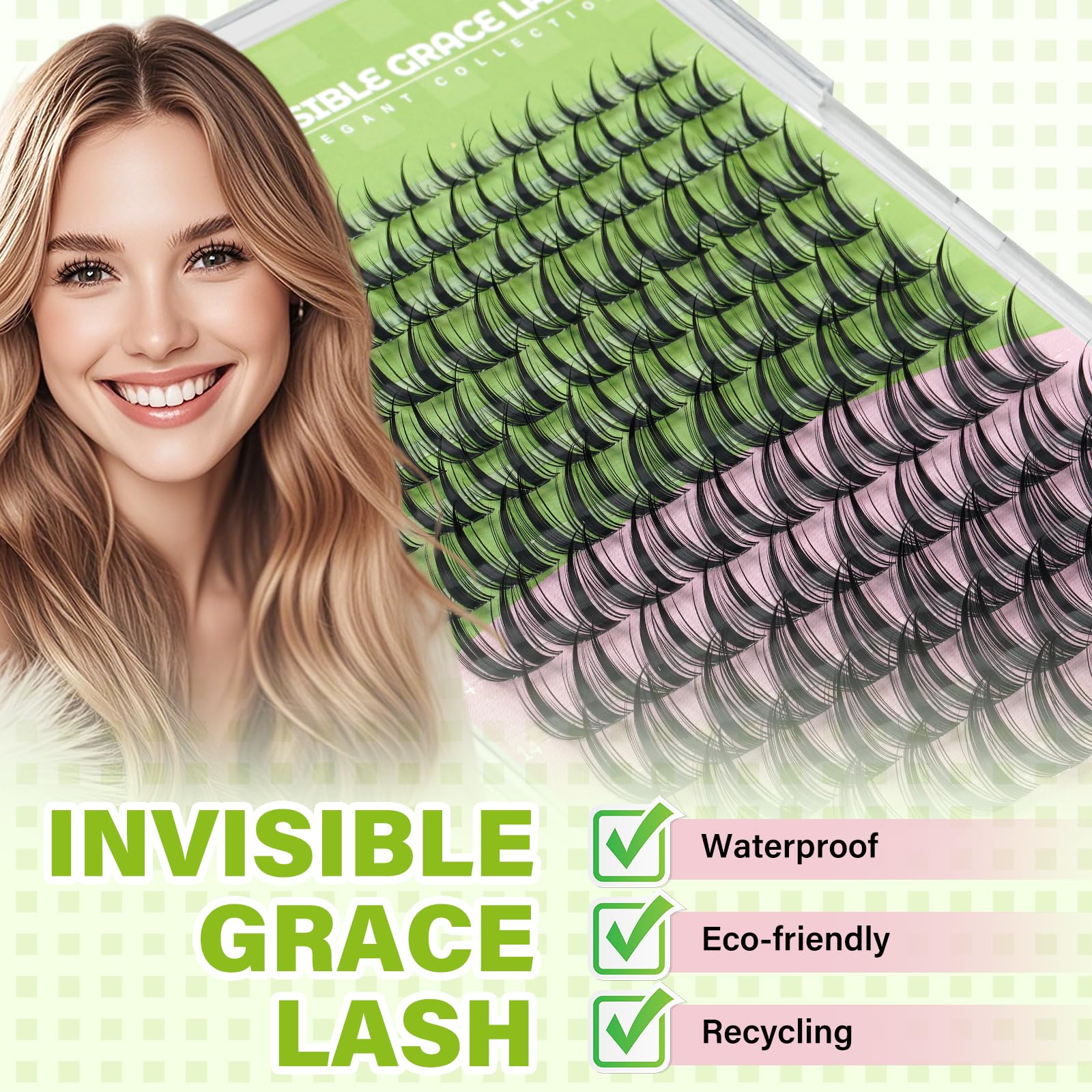 KEYYOU Bunny Lash Clusters – Invisible Band Manga Lashes, C Curl Anime Look