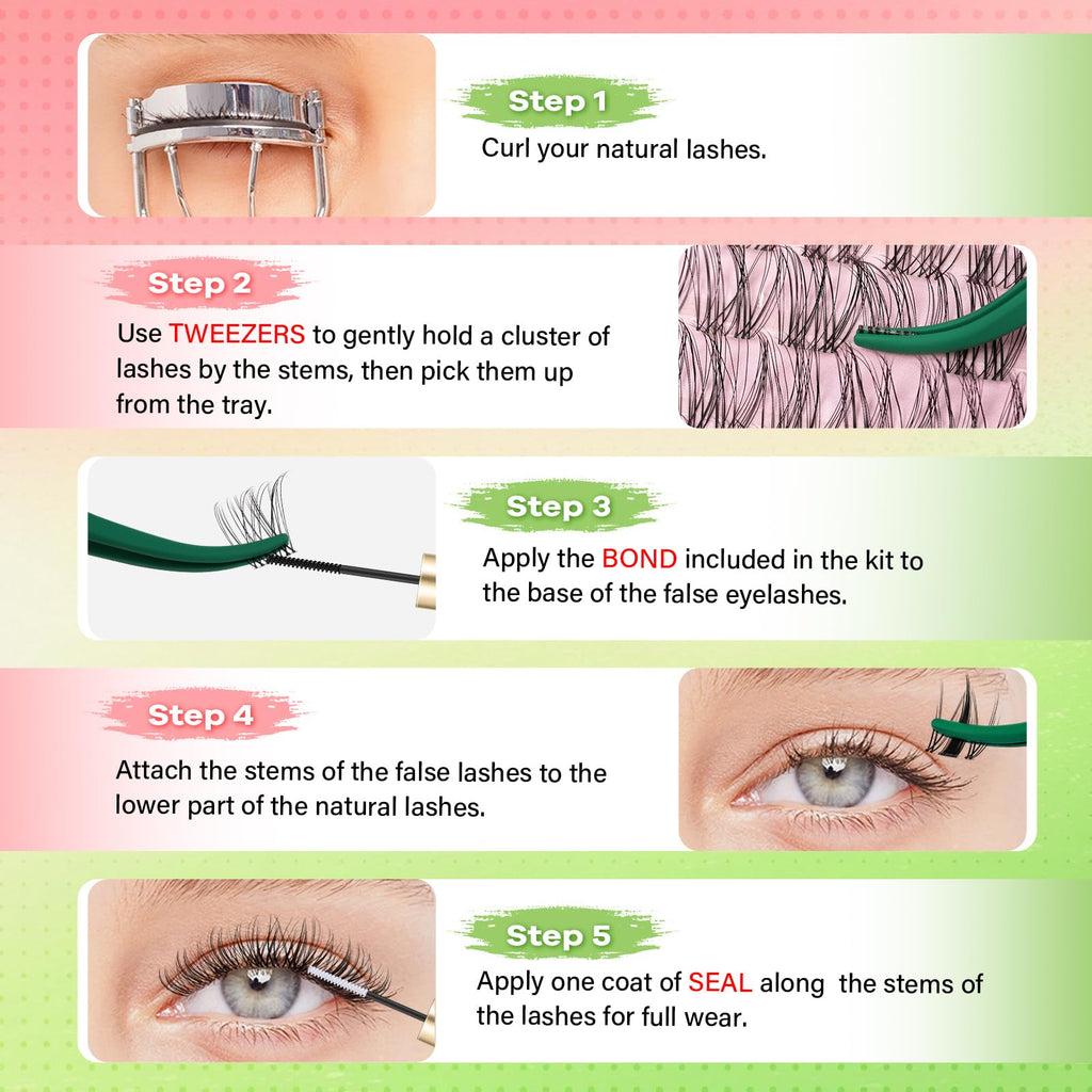 KEYYOU Venus Lash Clusters Kit – Invisible Band, C Curl 8-16 Mix, 120 Pcs for DIY Lash Extensions