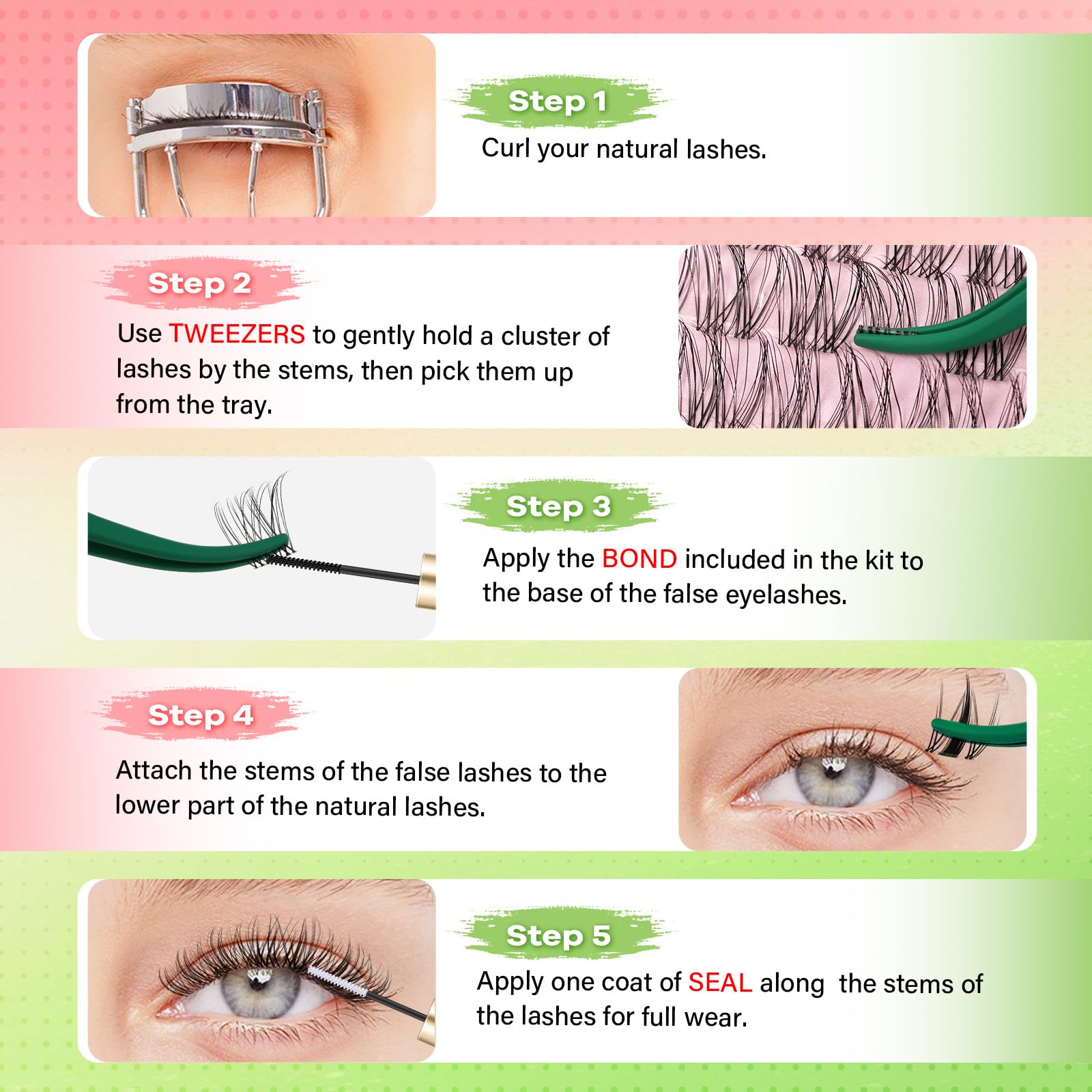 KEYYOU Venus Lash Clusters Kit – Invisible Band, C Curl 8-16 Mix, 120 Pcs for DIY Lash Extensions