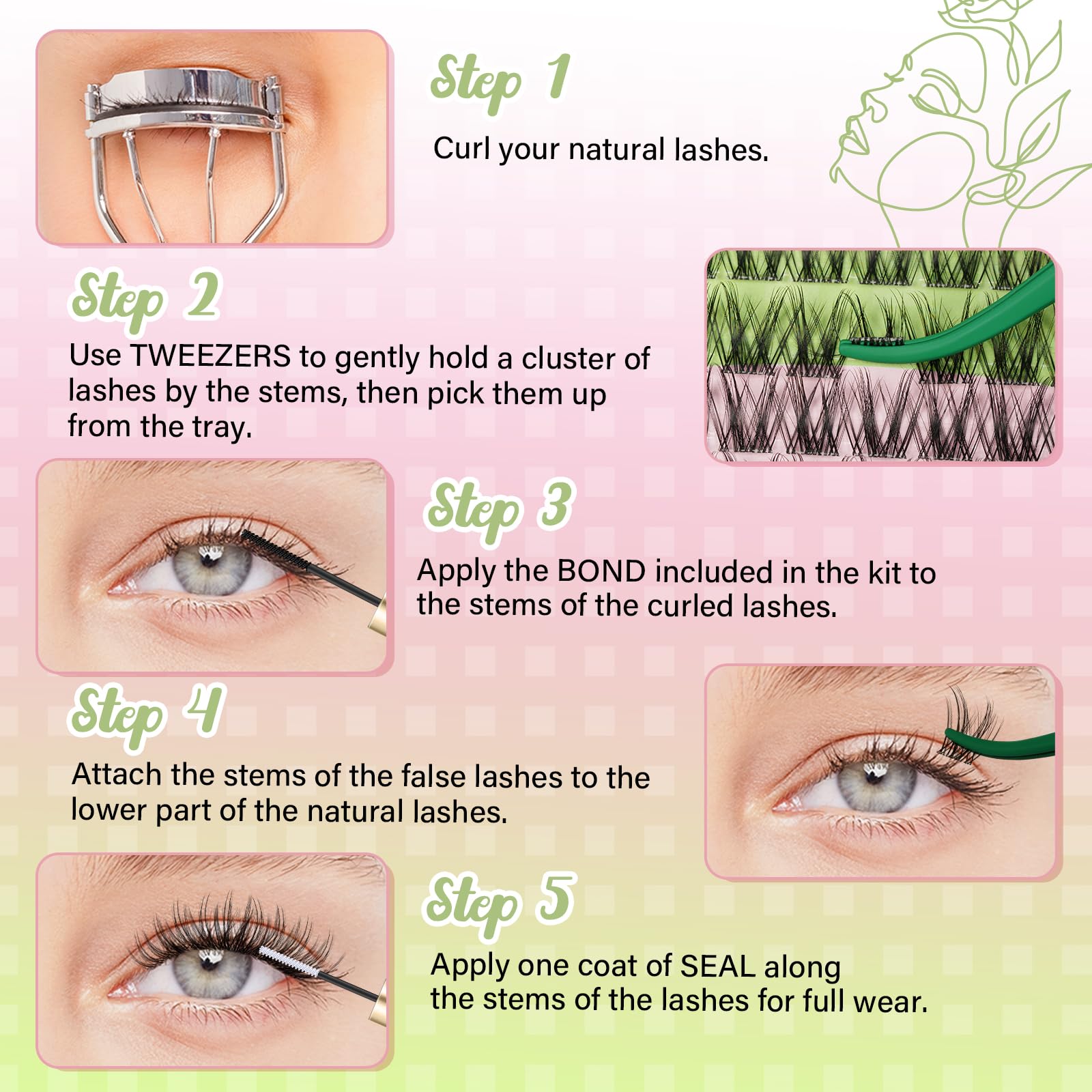 KEYYOU Fairy Angel Lash Clusters D Curl – 144 Pcs, Invisible Band, Waterproof DIY Lashes