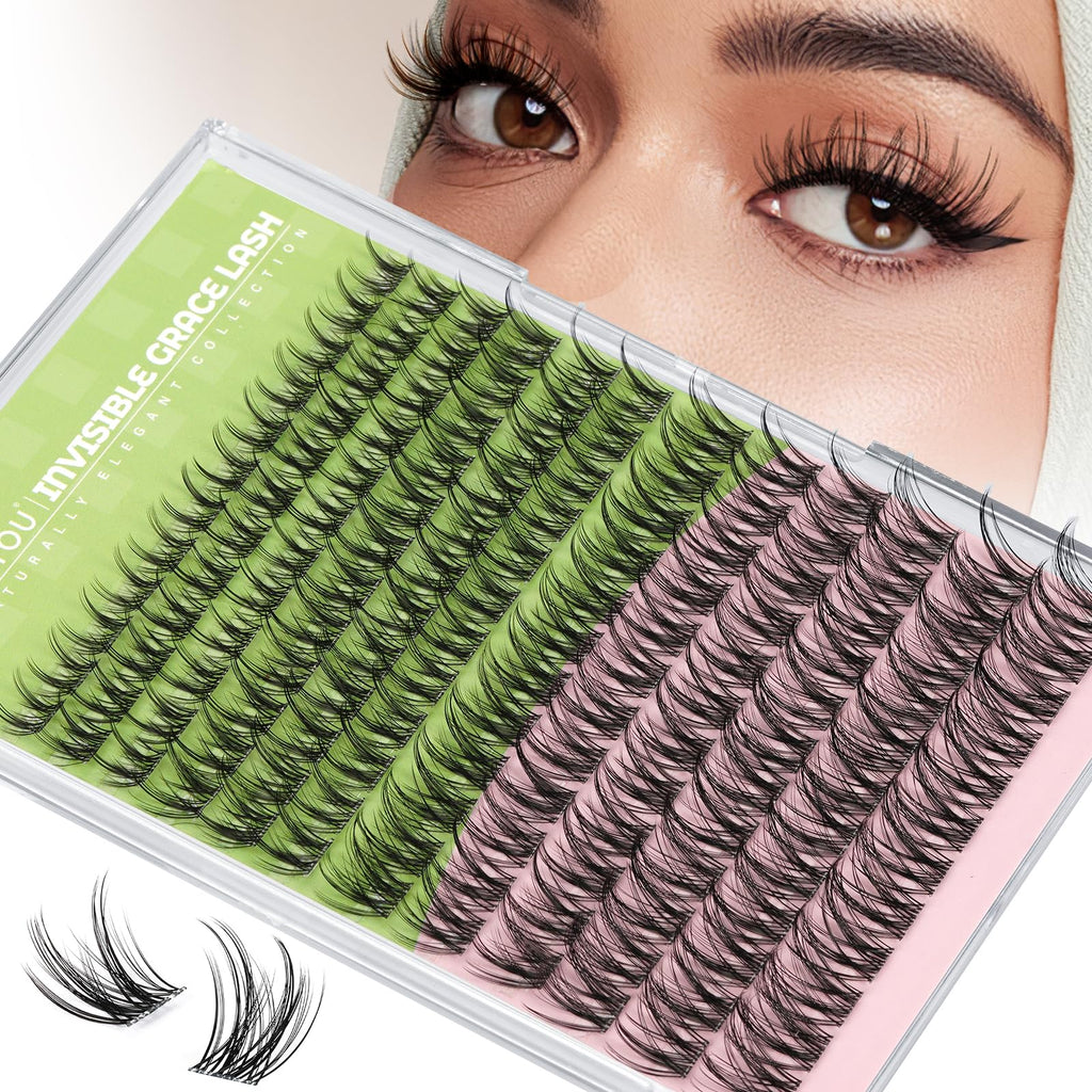 KEYYOU Fairy Angel Lash Clusters D Curl – 144 Pcs, Invisible Band, Waterproof DIY Lashes