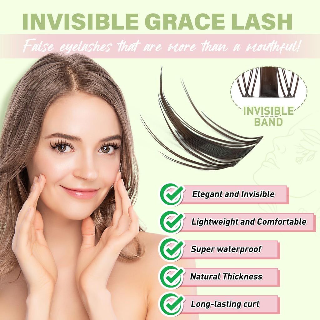 KEYYOU Fairy Brown Lash Clusters Kit – D Curl, 144 Pcs, Invisible Band, Waterproof DIY Lash Extensions at Home