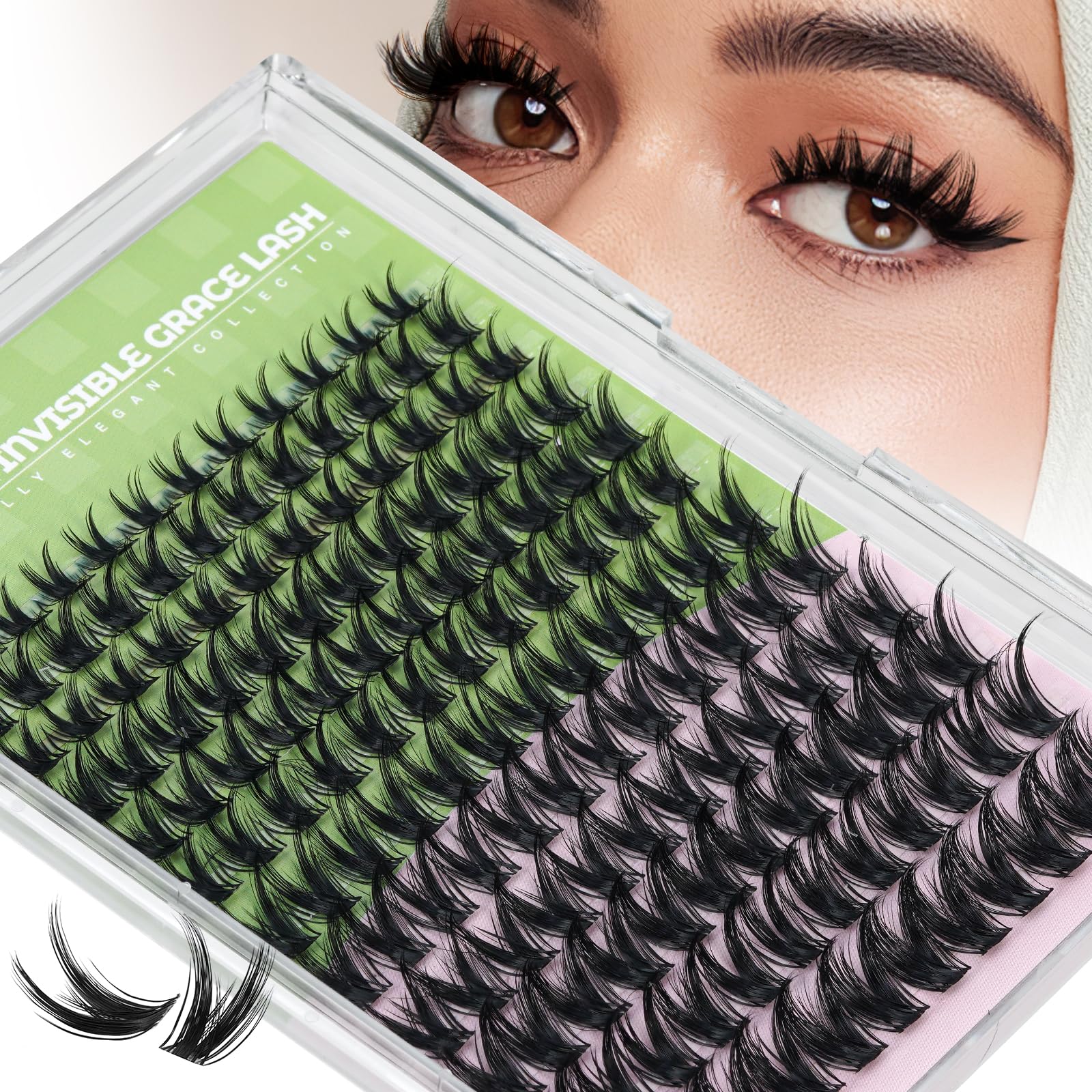 KEYYOU Fairy Wink Lash Clusters D Curl 144Pcs – Invisible Band, DIY at Home