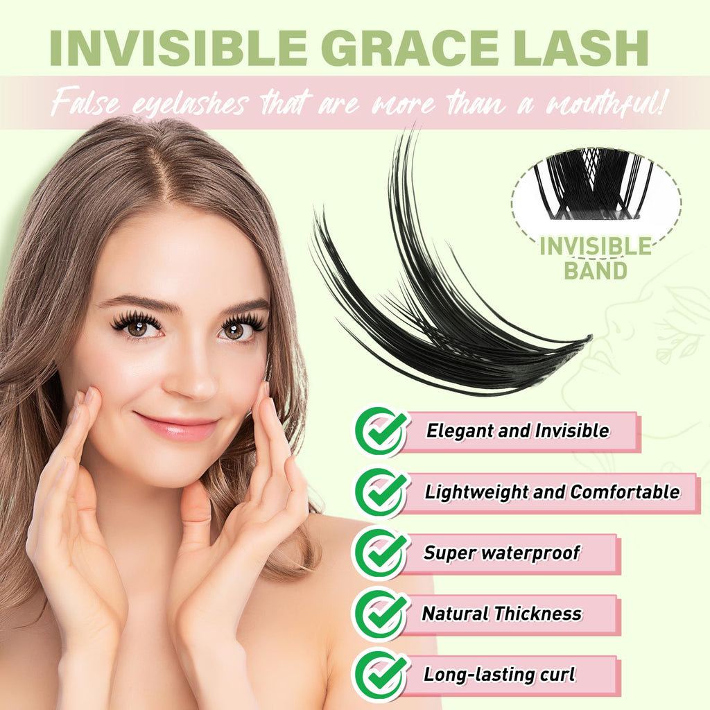 KEYYOU Fairy Wink Lash Clusters Kit – Invisible Band, D Curl, 144 Pcs for DIY Lashes