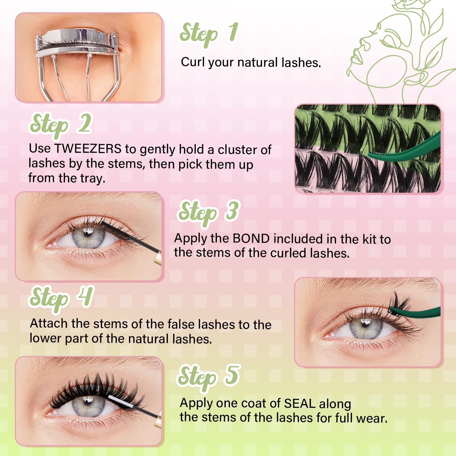 KEYYOU Fairy Wink Lash Clusters Kit – Invisible Band, D Curl, 144 Pcs for DIY Lashes