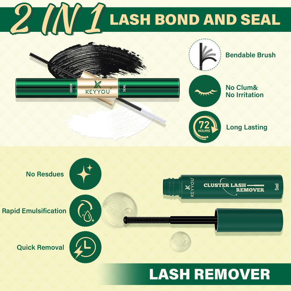 KEYYOU LASH California Sunset Manga Lash Clusters Kit 8-18mm | DIY Lash Extensions