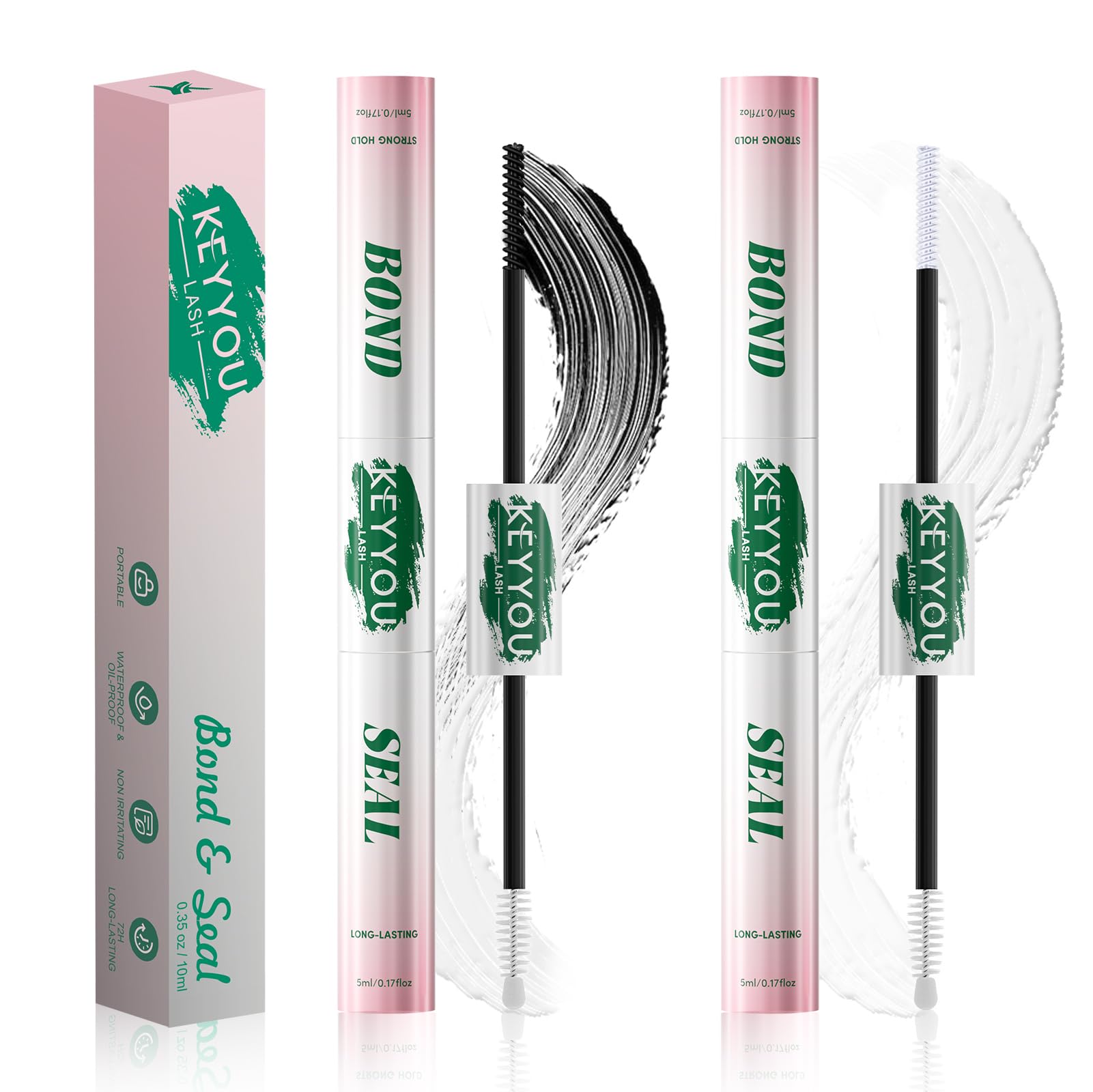 KEYYOU LASH Black & White Lash Glue Set – Vegan, 72–150h Hold, Waterproof