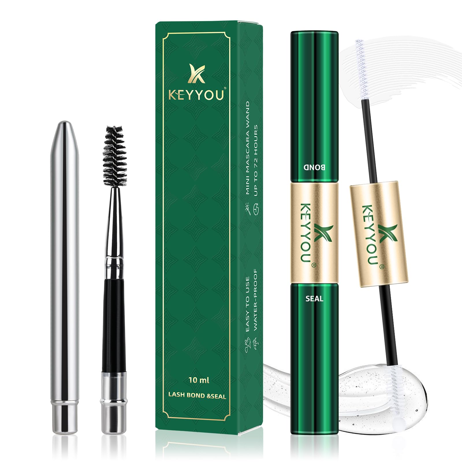 KEYYOU Lash Bond & Seal 2-in-1 Cluster Lash Glue – Waterproof, Gentle, Clear 5ml + 5ml