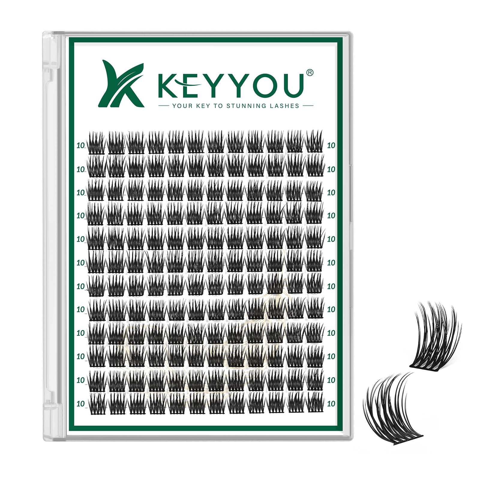 KEYYOU Lash Clusters 144pcs D Curl 10mm | Air Touch Lightweight DIY Lashes