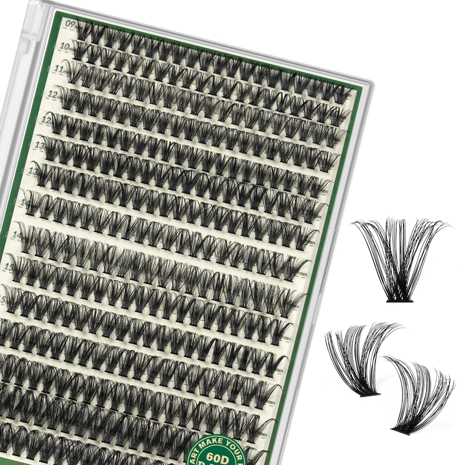 KEYYOU Lash Clusters 60D D Curl, 9–18mm MIX, 320Pcs – DIY Home Eyelash Extensions