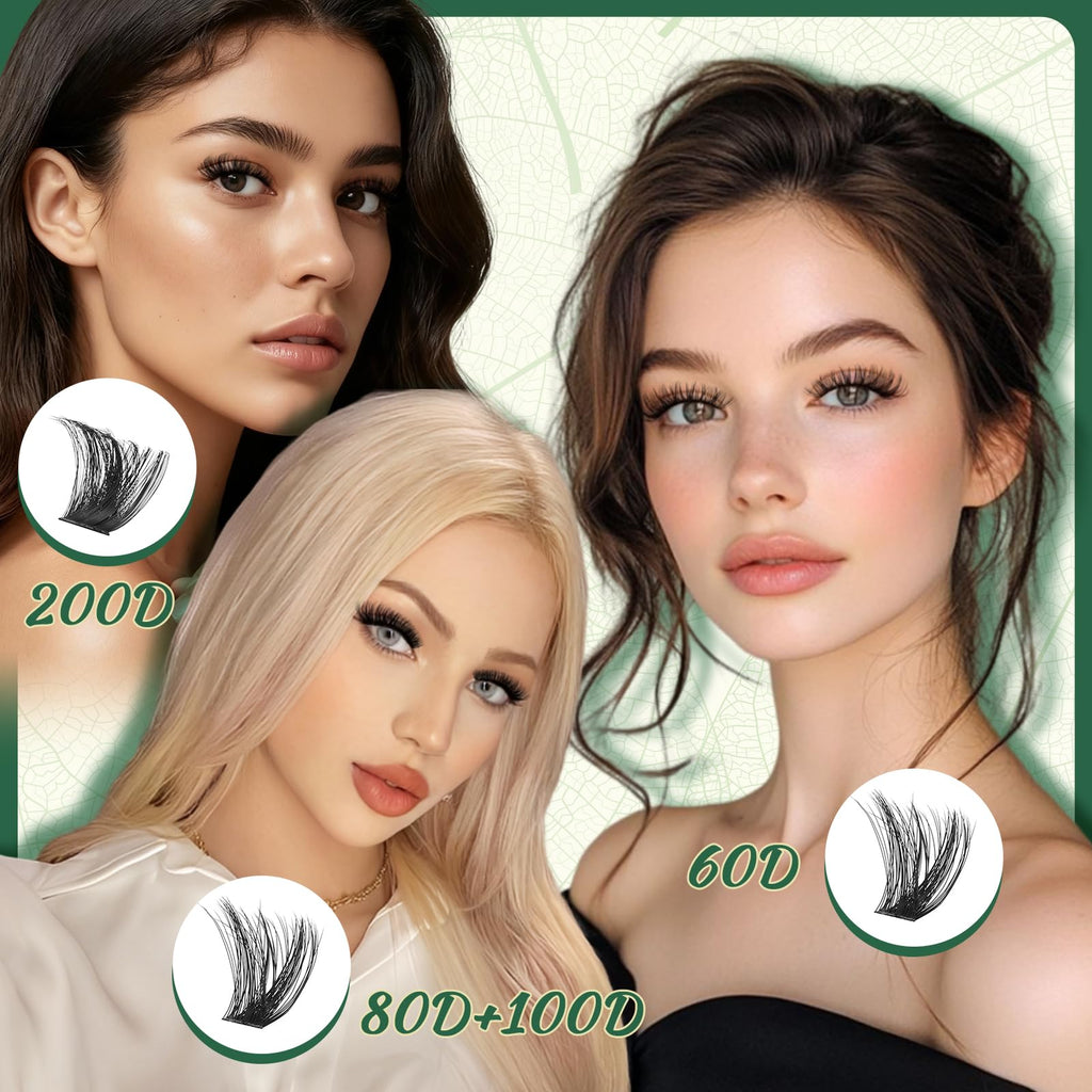 KEYYOU Lash Clusters 60D D Curl, 9–18mm MIX, 320Pcs – DIY Home Eyelash Extensions