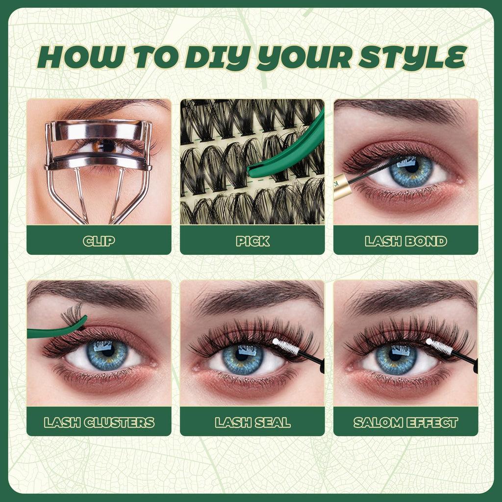 KEYYOU Lash Clusters 60D D Curl, 9–18mm MIX, 320Pcs – DIY Home Eyelash Extensions