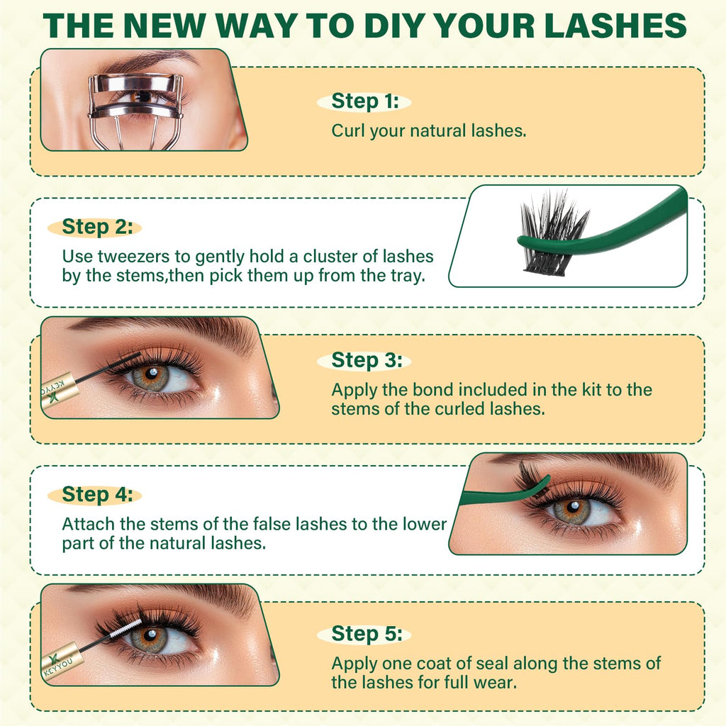 KEYYOU LASH California Sunset Manga Lash Clusters Kit 8-18mm | DIY Lash Extensions