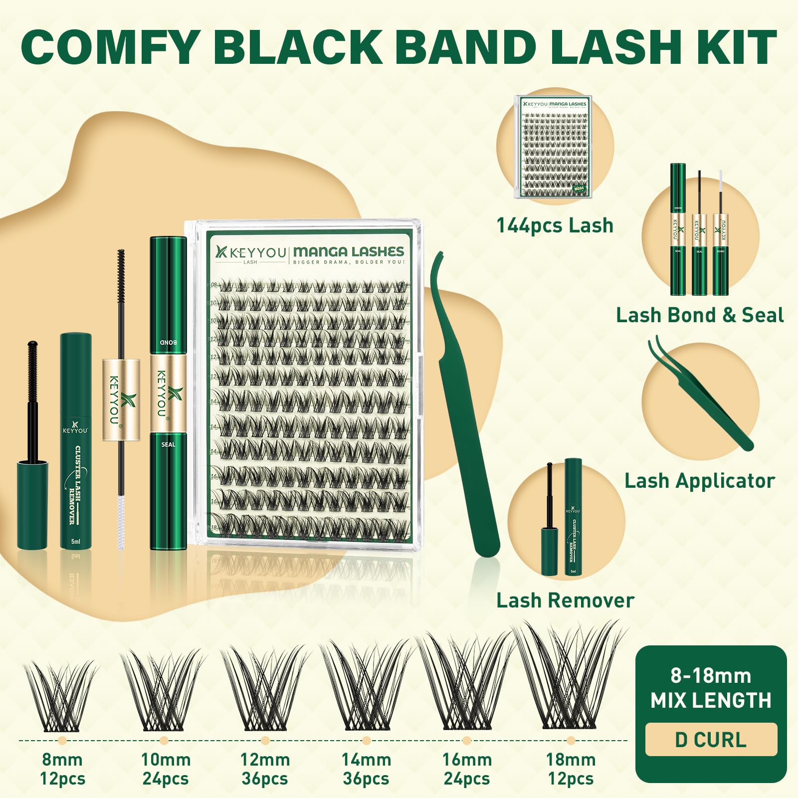 KEYYOU LASH Manga Lash Clusters Kit MG04 – DIY Lashes 8-18mm