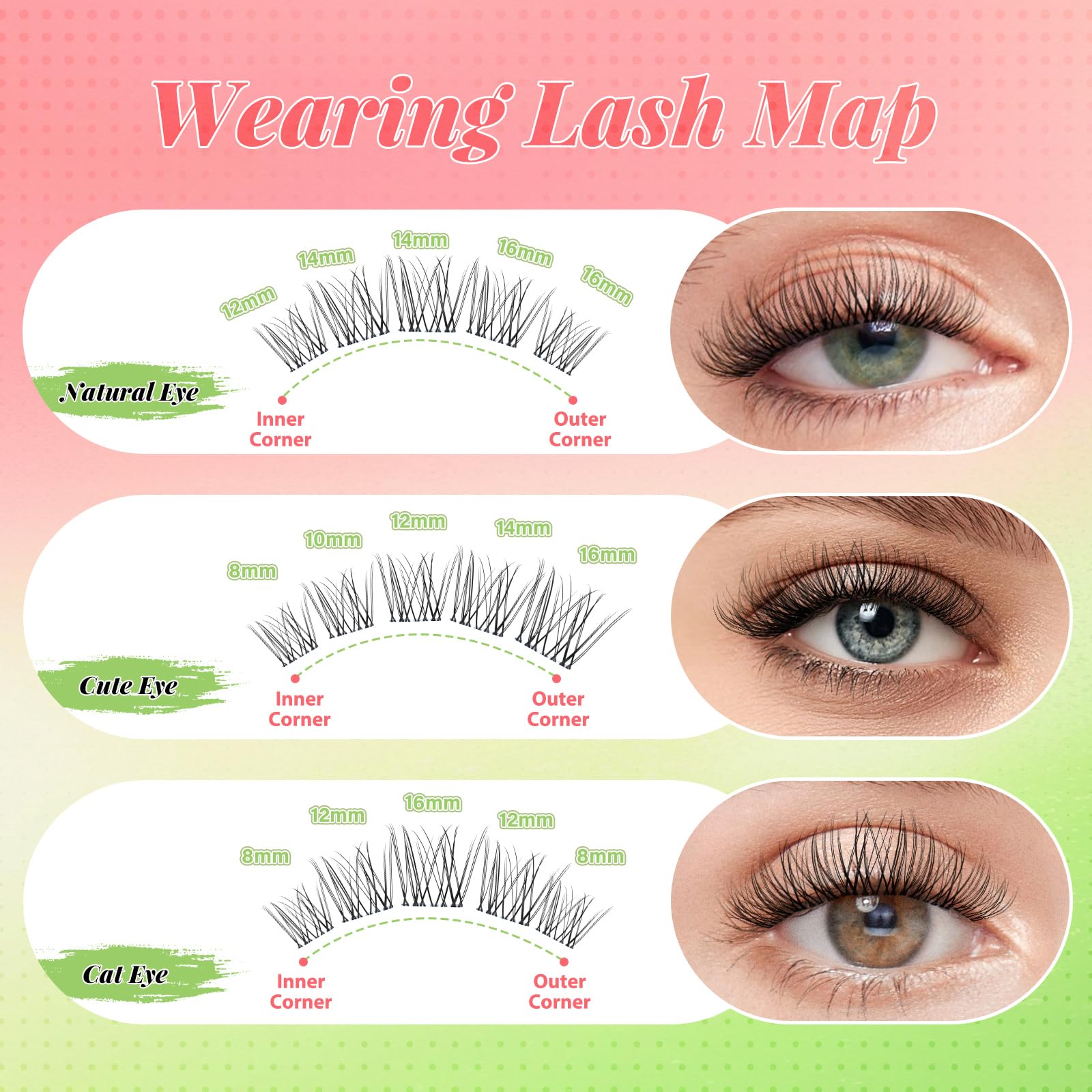 KEYYOU Venus Lash Clusters Kit – Invisible Band, C Curl 8-16 Mix, 120 Pcs for DIY Lash Extensions