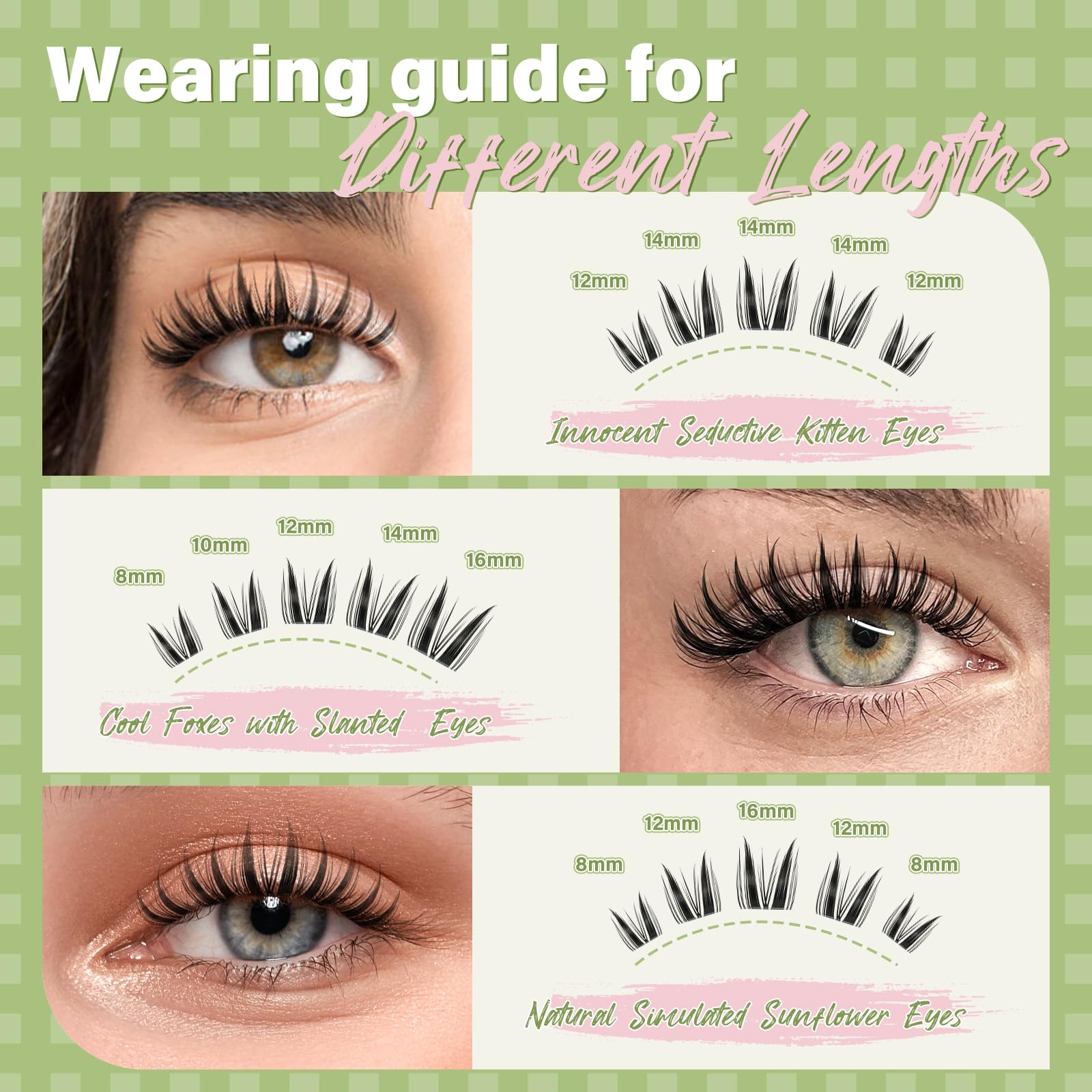 KEYYOU Bunny Lash Clusters – Invisible Band Manga Lashes, C Curl Anime Look