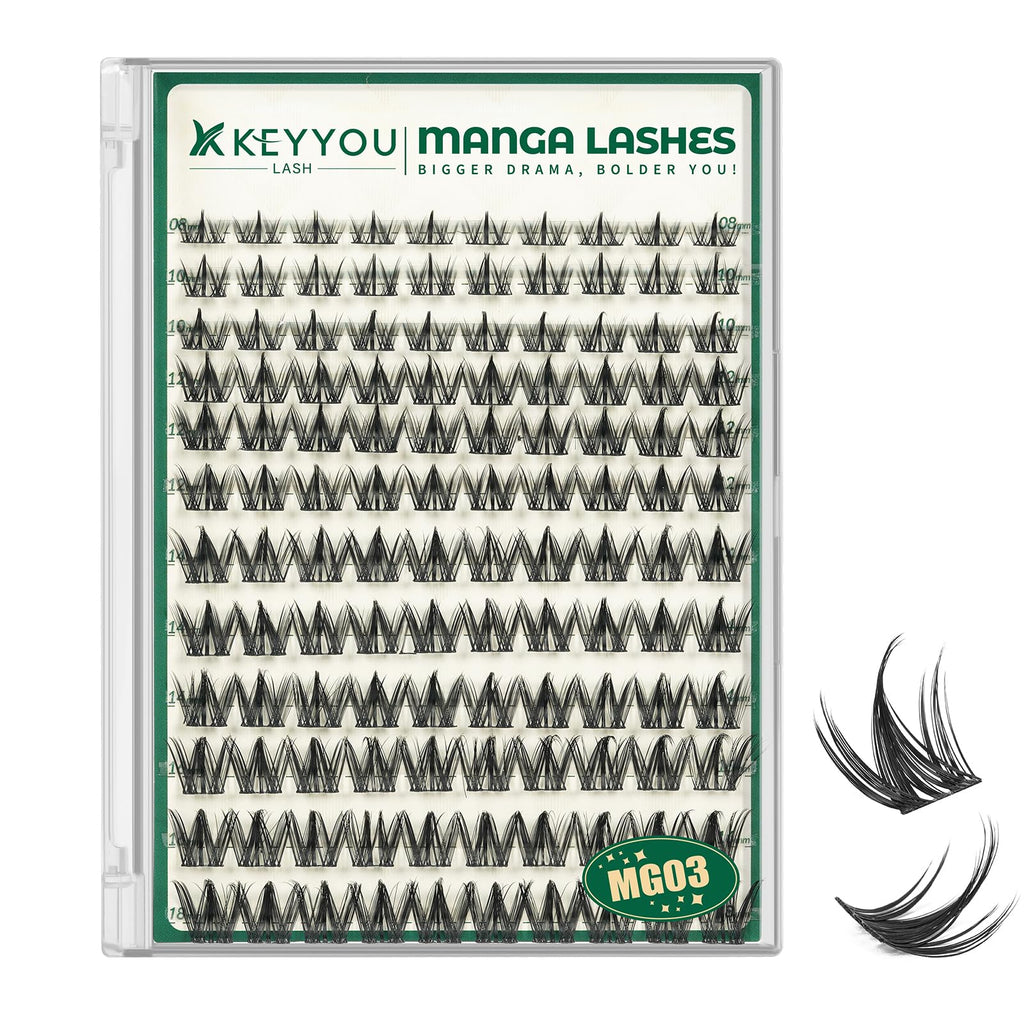 KEYYOU LASH Manga Lash Clusters 8-18mm – Natural DIY Wispy Lashes