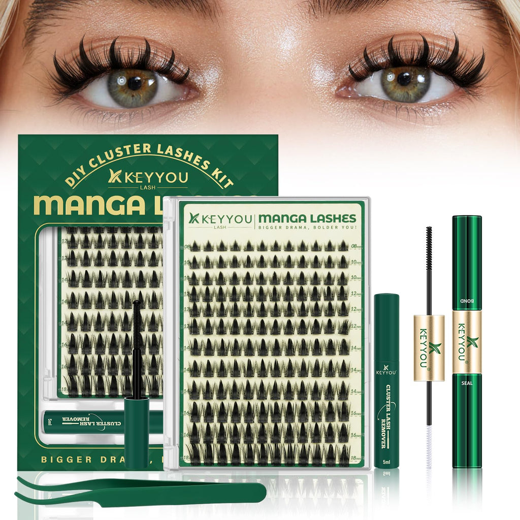 KEYYOU LASH Manga Lash Clusters Kit 8-18mm – 144pcs DIY Lash Extensions