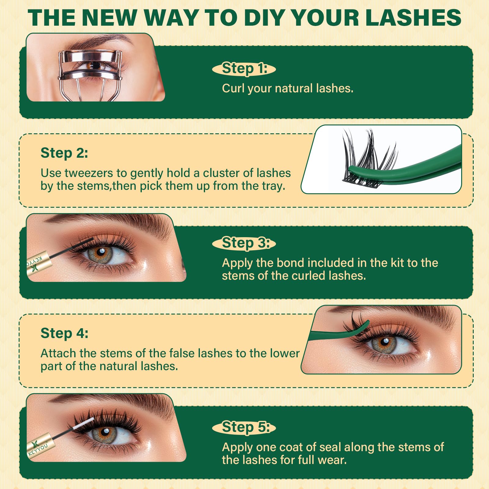 KEYYOU LASH Manga Lash Clusters 8-18mm – Natural DIY Wispy Lashes