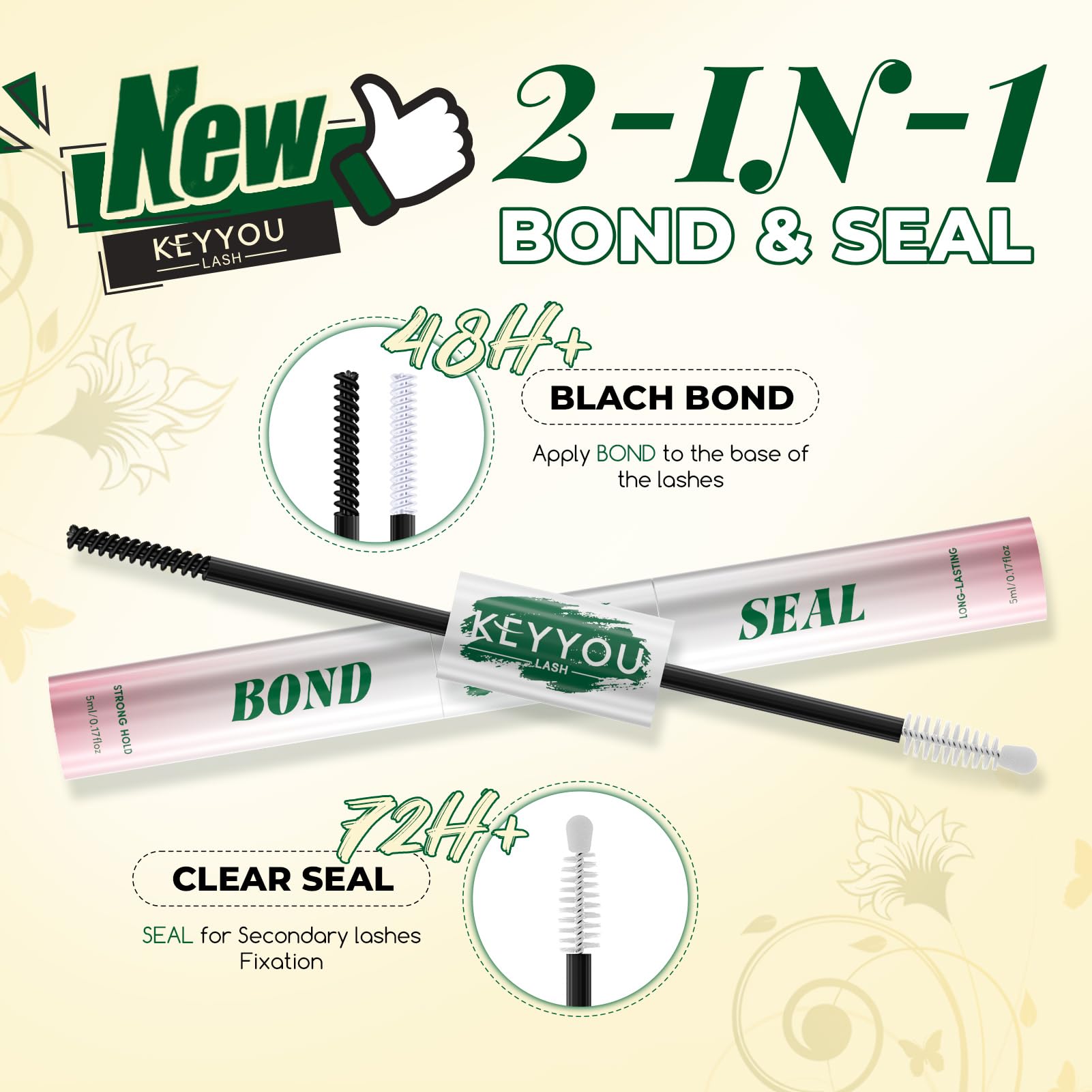 KEYYOU LASH Black & White Lash Glue Set – Vegan, 72–150h Hold, Waterproof