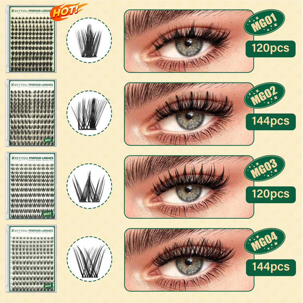 KEYYOU LASH California Sunset Manga Lash Clusters Kit 8-18mm | DIY Lash Extensions