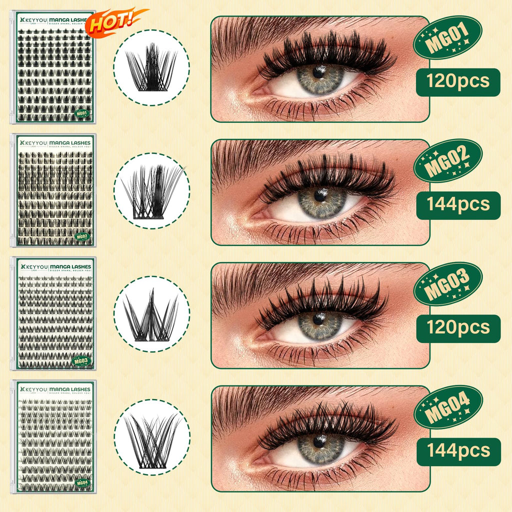 KEYYOU LASH Manga Lash Clusters Kit MG04 – DIY Lashes 8-18mm