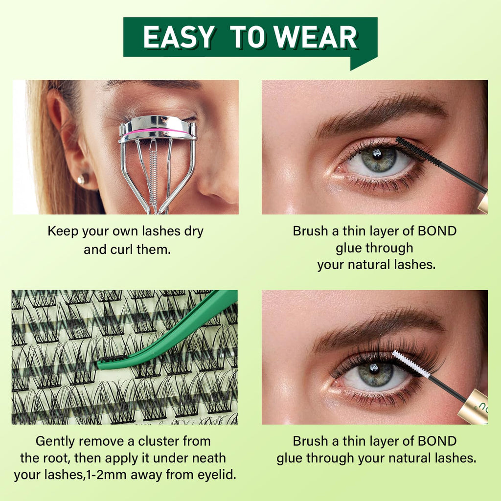 KEYYOU Natural Lash Clusters 144pcs | D-Curl, 8-18mm Mix Lengths, Lightweight & Reusable