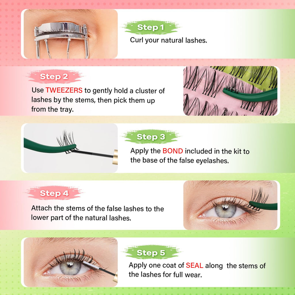 KEYYOU Naiad Lash Clusters Kit – 144Pcs C Curl Wispy Lash Kit for At-Home DIY Extensions