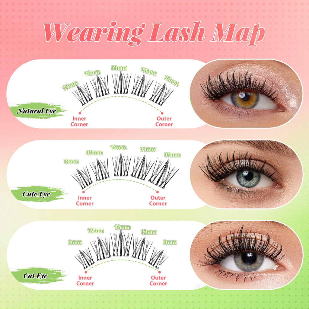KEYYOU Naiad Lash Clusters Kit – 144Pcs C Curl Wispy Lash Kit for At-Home DIY Extensions