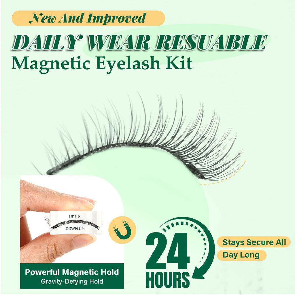 KEYYOU Reusable Magnetic Eyelashes – 2 Pairs with Applicator, No Glue Needed (A06+A09)