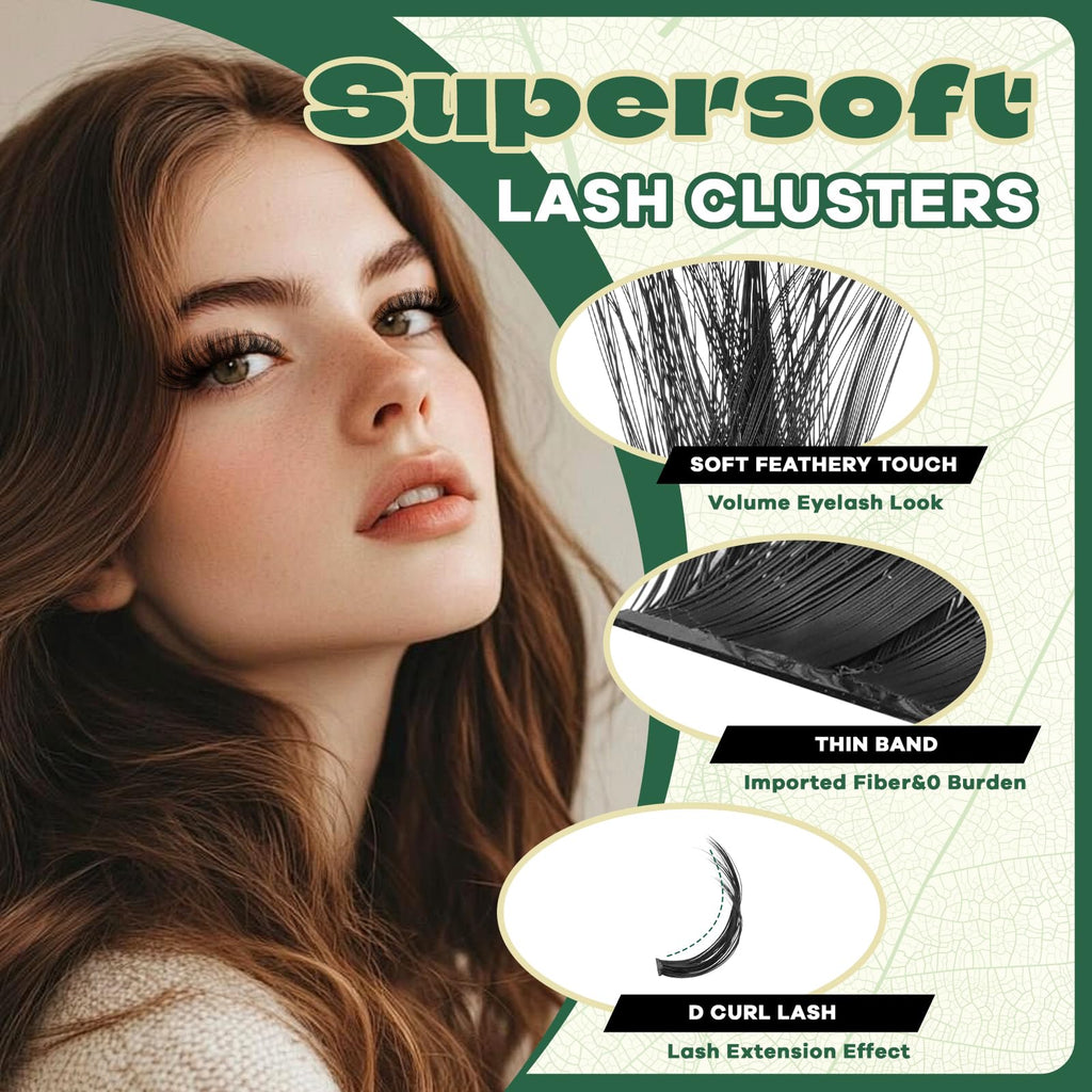 KEYYOU Lash Clusters 182Pcs – 200D D Curl 9-18mm MIX DIY Lashes
