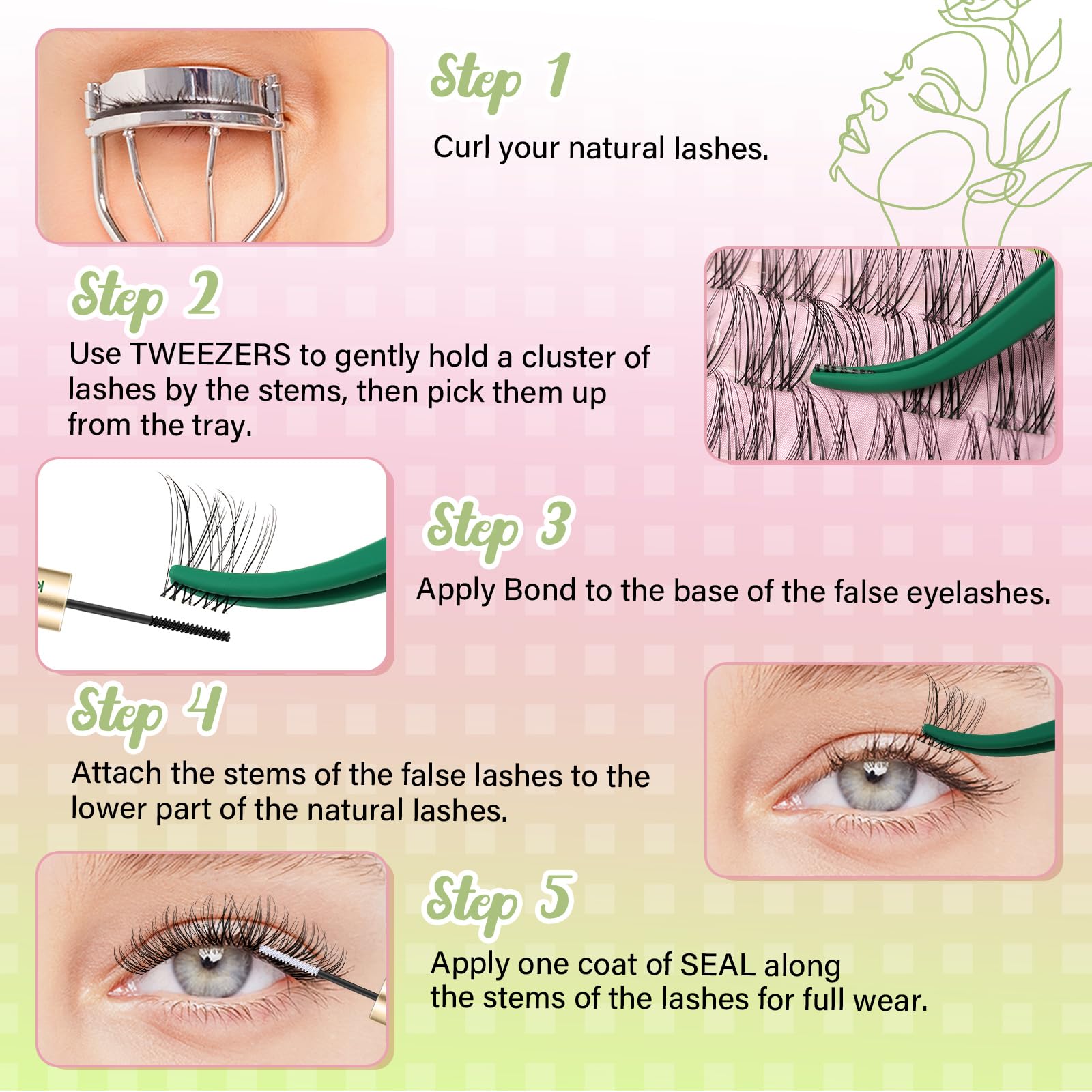 KEYYOU Fairy Venus Lash Clusters – Manga Lash Extensions, C Curl, 120 Pcs, Invisible Band, Waterproof DIY Lashes