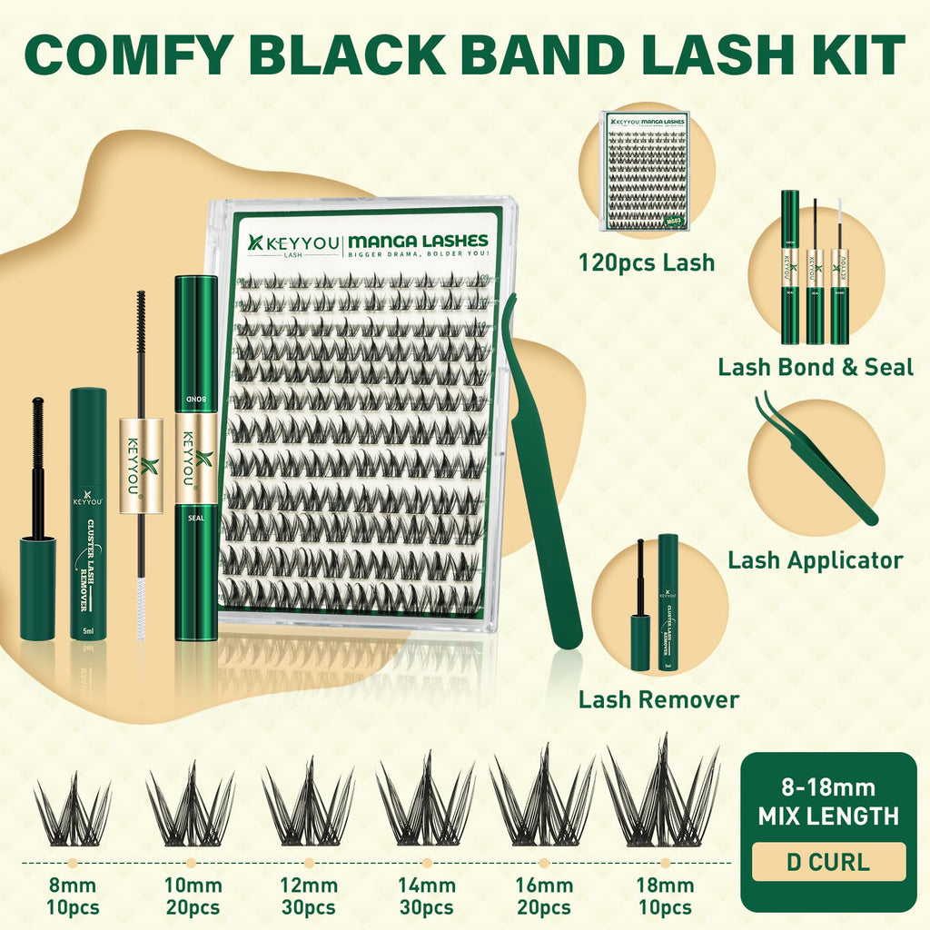 Keyyou Lash Manga Lash Clusters Kit 8-18mm | DIY Lash Extensions