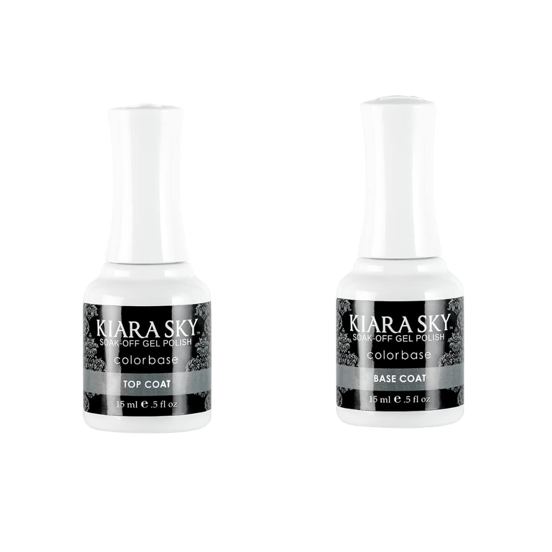 KIARA SKY Gel Polish Top Coat & Base Coat Duo – Soak Off Formula, 0.5 fl oz Each
