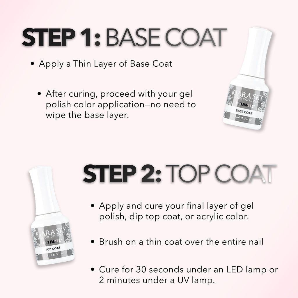 KIARA SKY Ultimate Gel Top Coat & Base Coat Duo 15ml | Soak Off Gel Polish Formula