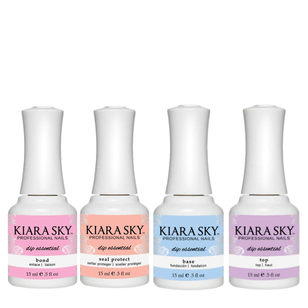 KIARA SKY Dip Manicure Nail Liquid Essentials | 0.5 fl oz | 4-Step Kit: Bond, Base, Seal, Top Coat