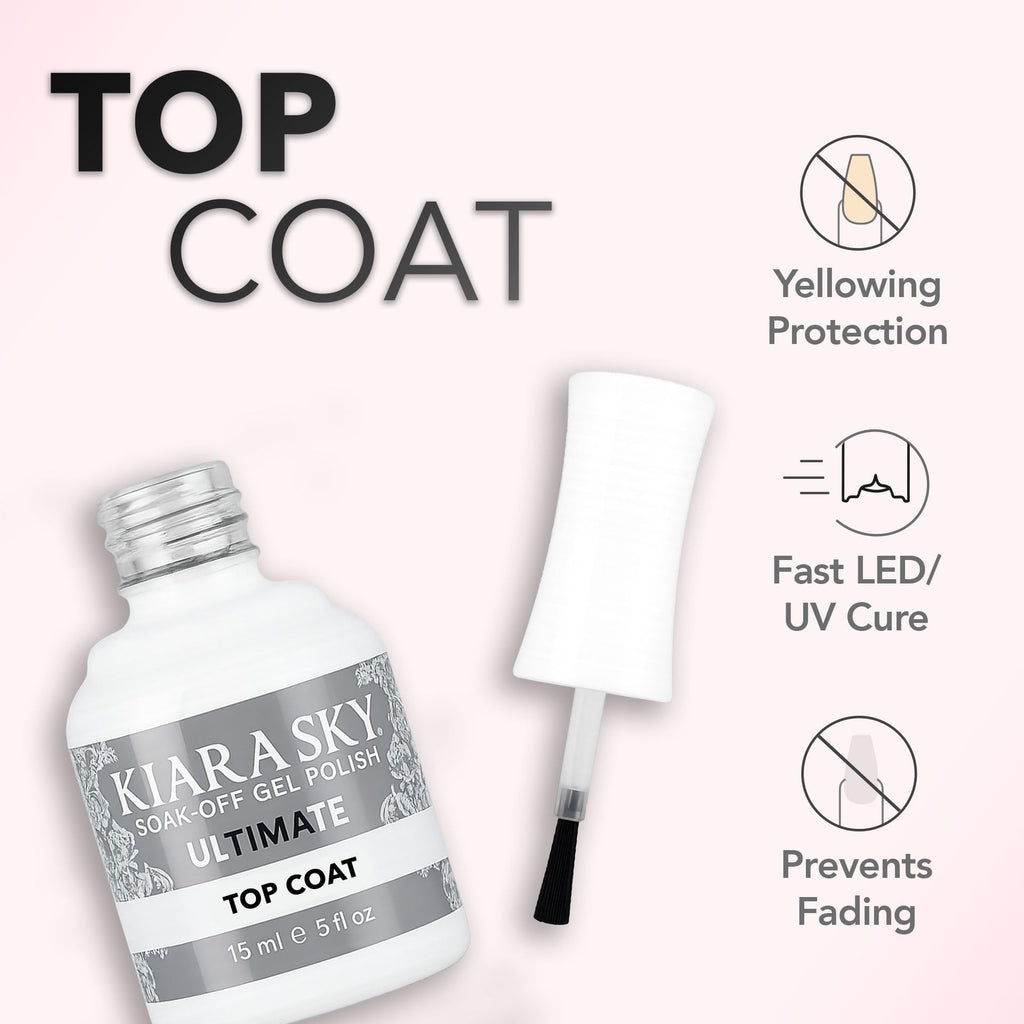 KIARA SKY Ultimate Gel Top Coat & Base Coat Duo 15ml | Soak Off Gel Polish Formula