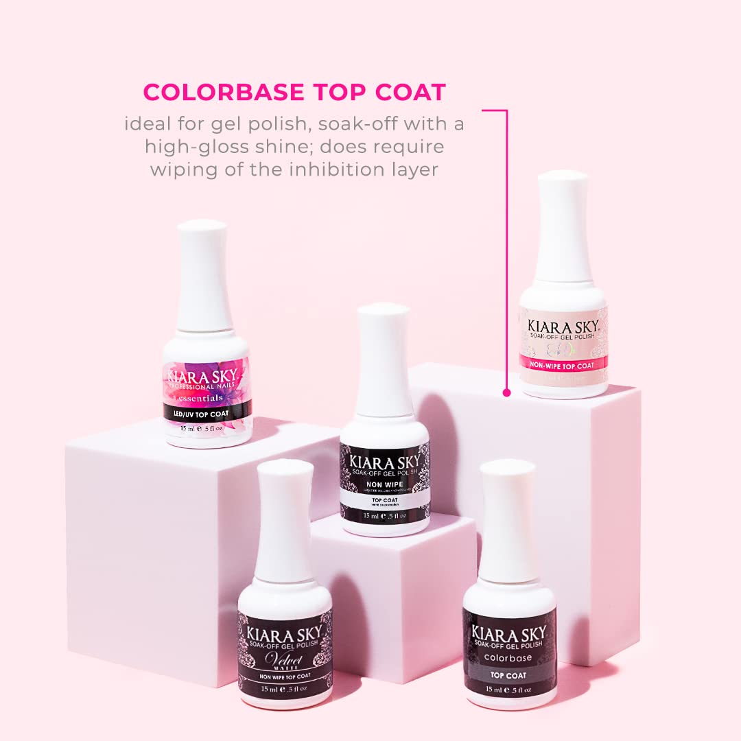 KIARA SKY Gel Polish Top Coat & Base Coat Duo – Soak Off Formula, 0.5 fl oz Each
